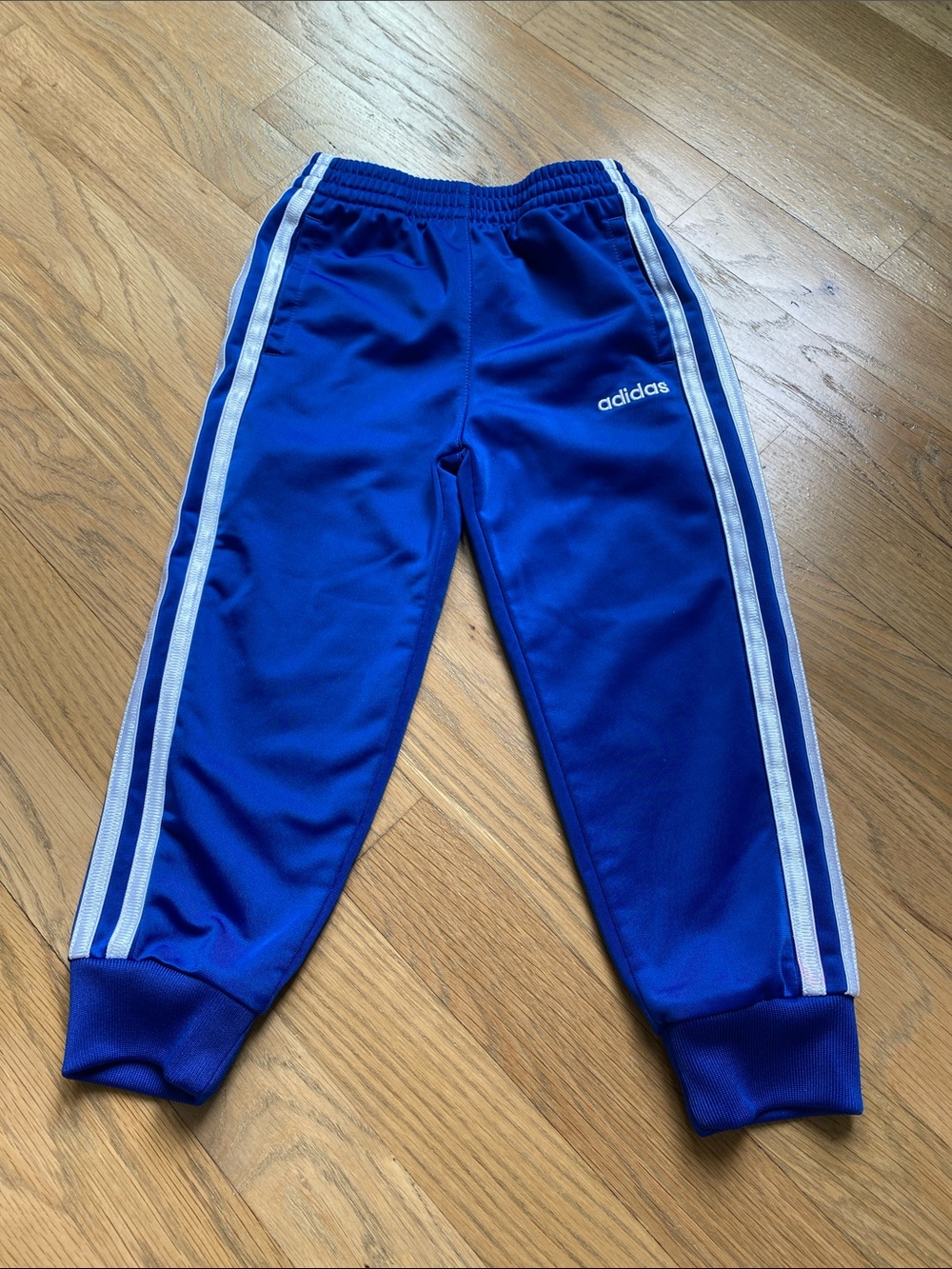 Adidas 3T Royal Blue Kids Joggers with White Stripes